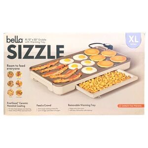 Bella 12" x 22" XL Griddle with Warming Tray